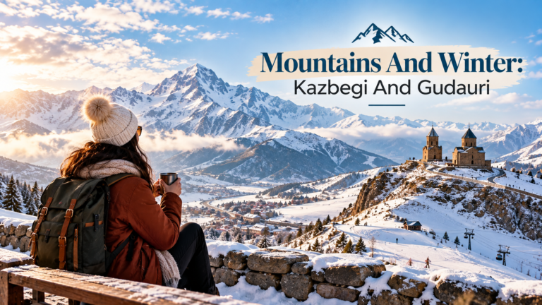 Mountains And Winter Kazbegi And Gudauri